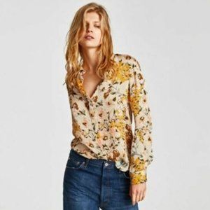New ZARA Silky Floral Blouse (S)